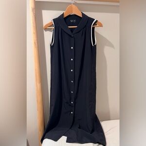 Vintage Agnes B black sleeveless buttondown tank dress sz xs/s